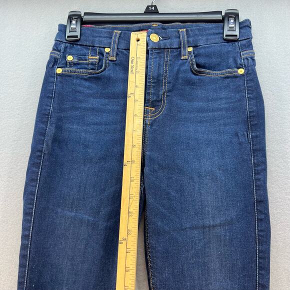 7 For All Mankind Jean Women's 25 (2) Dark Blue The High Waist Ankle Skinny - Picture 14 of 16